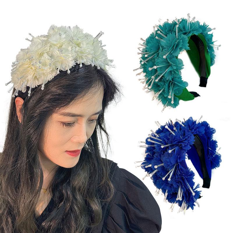 

Горячая новинка, женская повязка на голову с цветком, оригинальный дизайн, тканевая повязка на голову с кристаллами, головной убор