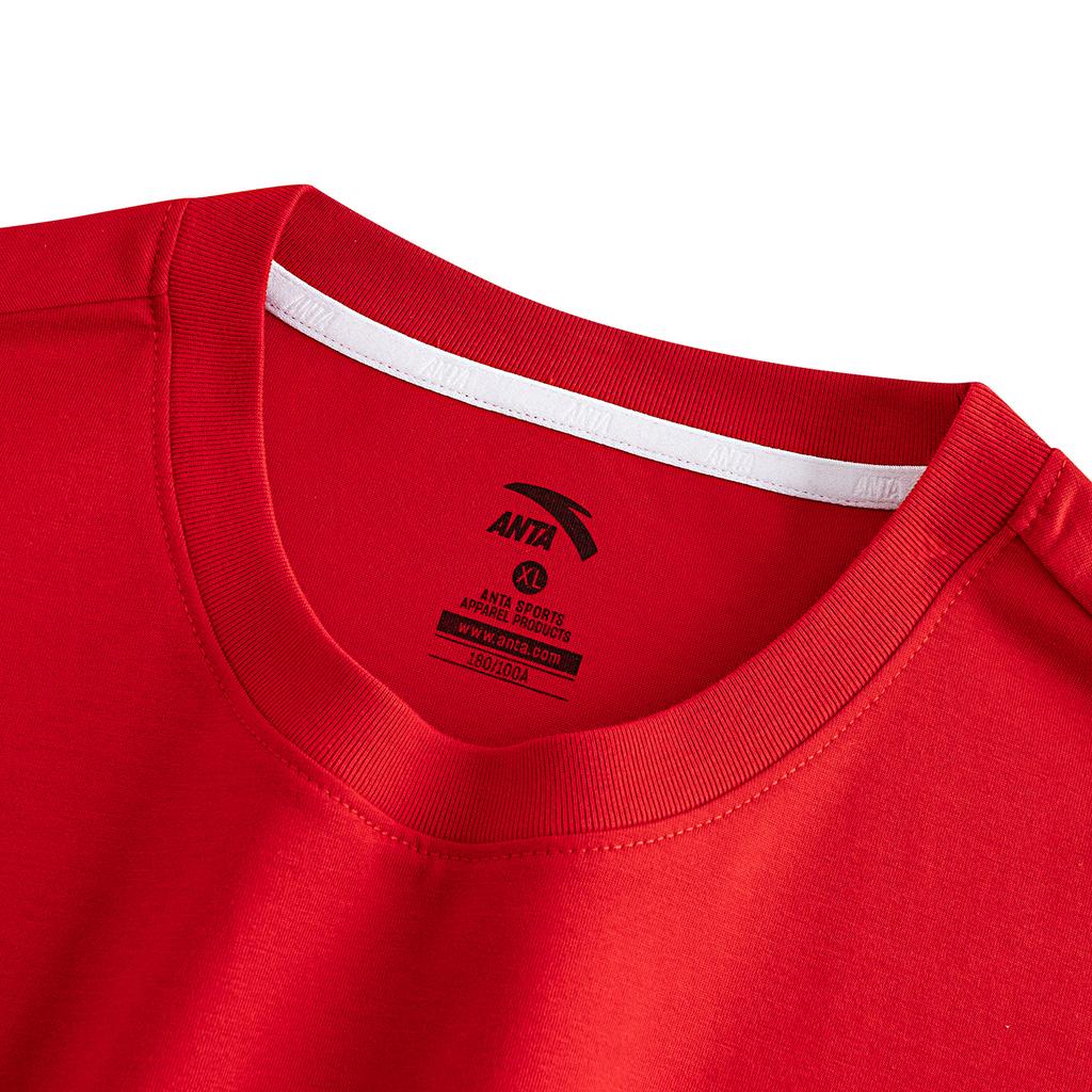 Anta Training Series Short Sleeve Knitted Shirt Summer T-Shirt Men Tops Maple-Leaf-Red 952627113-2