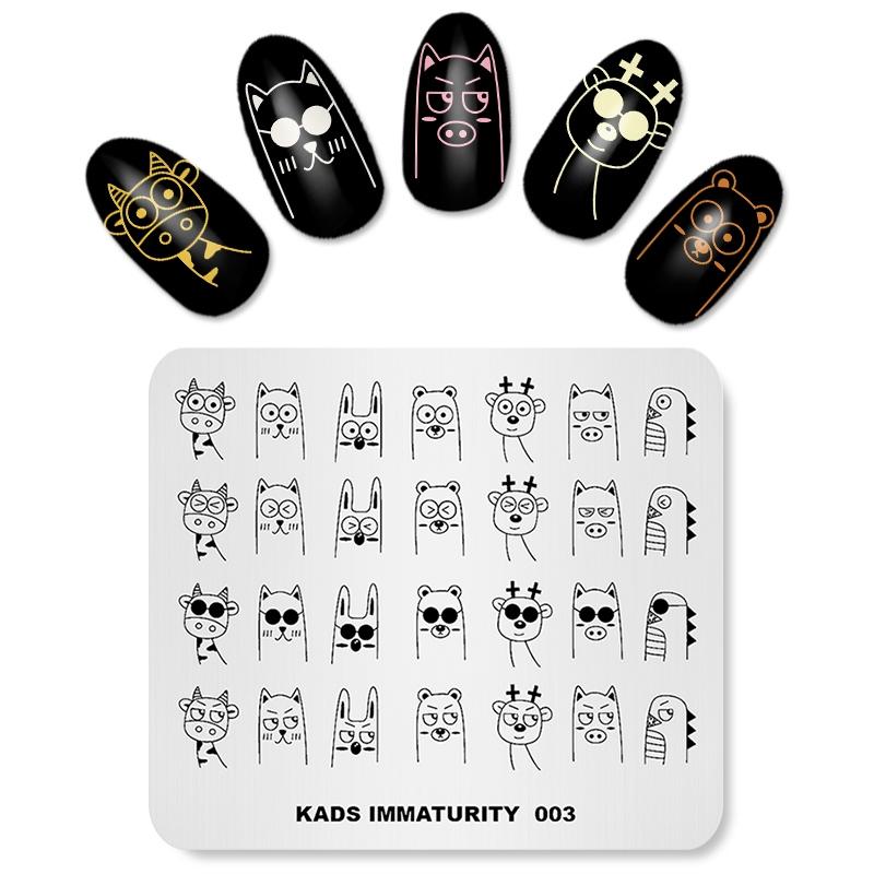 kads Immaturity 003 Nail Stamping Plates Animal Designs Nail Art Stamp Template Plate DIY Manicure Tool