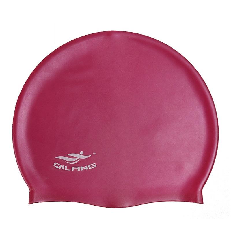 

Waterproof Silicone Swim Caps Women Men High Elastic Flexible Protect Ears Hair Swimming Pool Hat for Adults Children Girls Boys One Size темно-фіолетовий колір