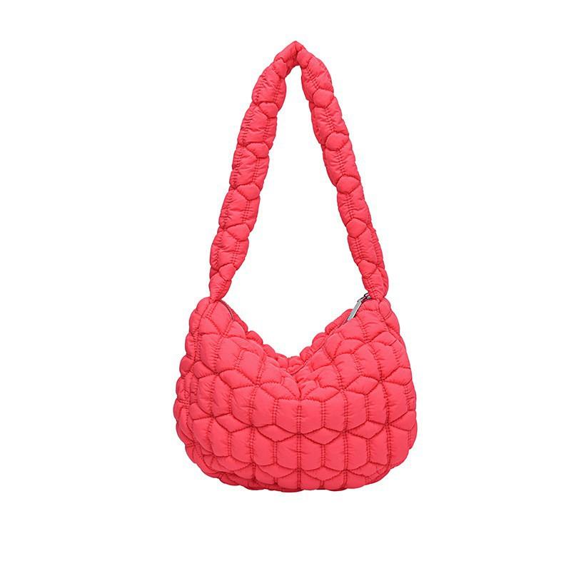 Pleated Cloud Bag Women's New Large-capacity Single-shoulder Cross-slung Woven Bubble Cotton Tote