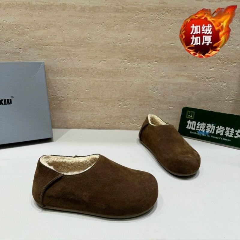

Всепогодные Birkenstocks на толстой подошве, женские зимние ретро однотонные лоферы на плоской подошве, универсальная уличная обувь, две одиночные туфли 35