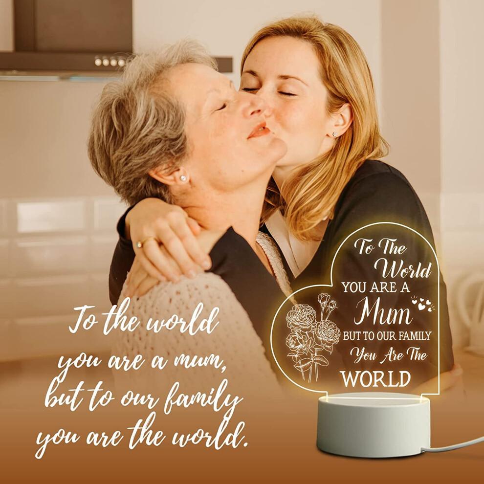 Gifts for Mum from Daughter Son- Acrylic Night Light- Mother's Day Gifts for Mum- Mum Birthday Gifts Night Lamp (Heart)