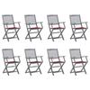 Folding Outdoor Chairs Set of 8 and Cushions Acacia Wood