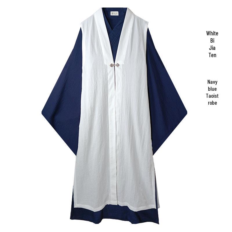 Ming-Style Unisex Hanfu: Loose Long Taoist Robe & Vest Cloak