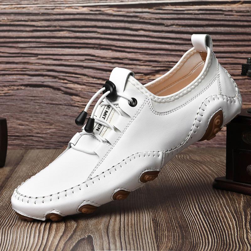2025 Plus Size Men's White Breathable Driving Loafers - British Style Casual Soft Sole Shoes