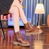 8582 Early Autumn Martin Boots Women's 2025 New Platform Shoes British Style Brown Small Retro Inner Height-increasing Short Boots