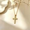 European-American Retro Cross Necklace: Gold-Plated Copper, Full Diamond, Luxury Titanium Steel Chain, Colorfast.