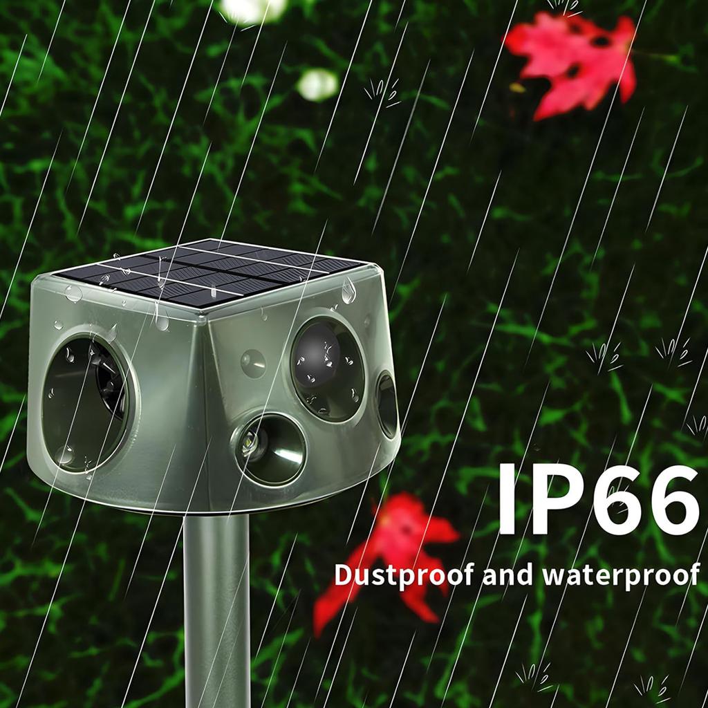 Solar Repellent ABS Material Ultrasonic Animal Repellent Solar Powered Ultrasonic Animal Control for Farm Garden Lawn