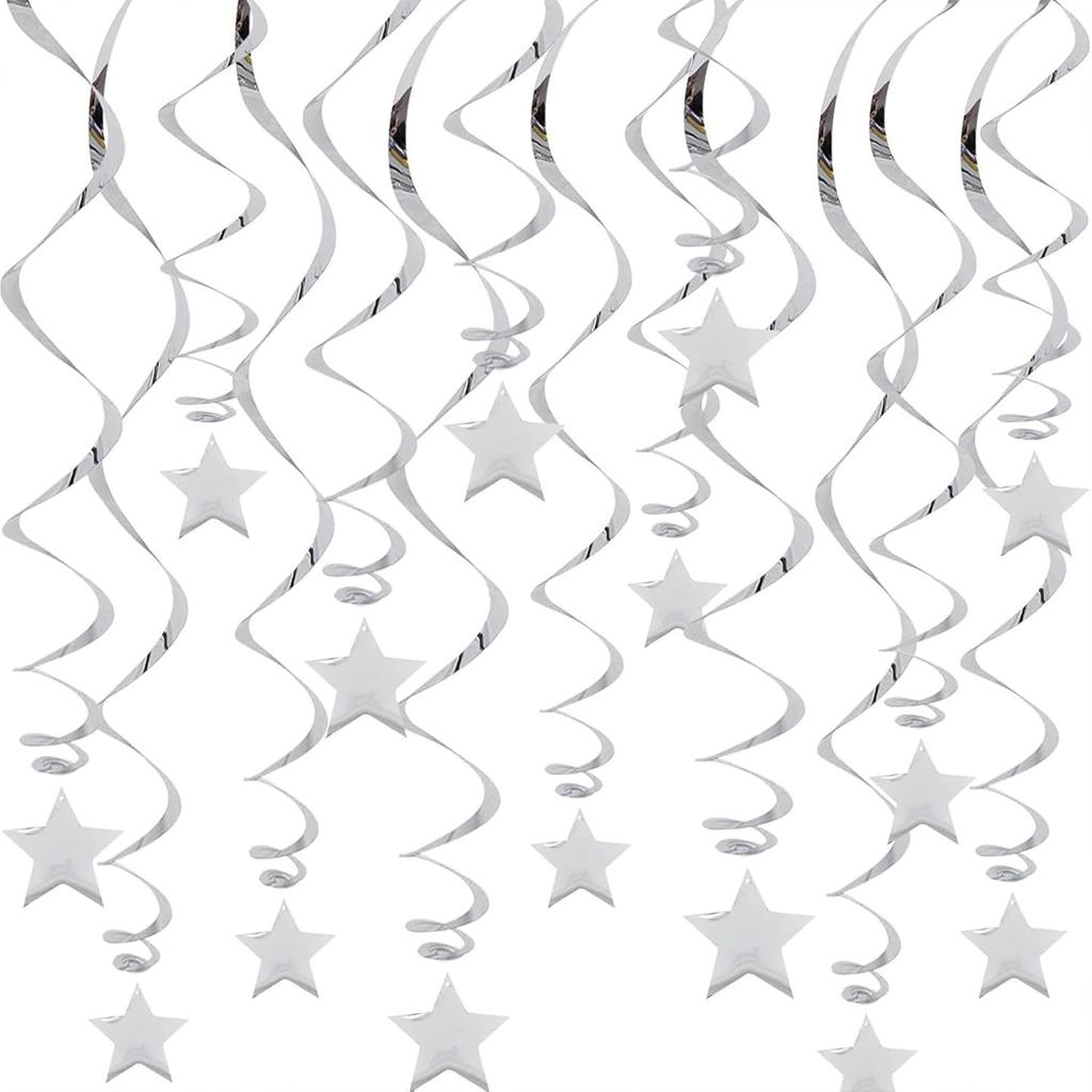 Gold Twinkle Stars Hanging Swirls Decorations Ceiling Swirl Foil Decoration Hanging Gold Party Supplies for Birthday Baby Shower Wedding, 32 Pcs