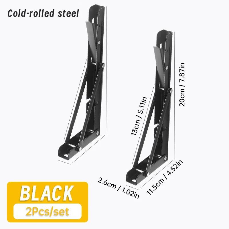 8inch 2pcs Heavy Duty Folding Shelf Brackets Triangle Straight Billy Bracket Wall Mounted Bench Table with Screws