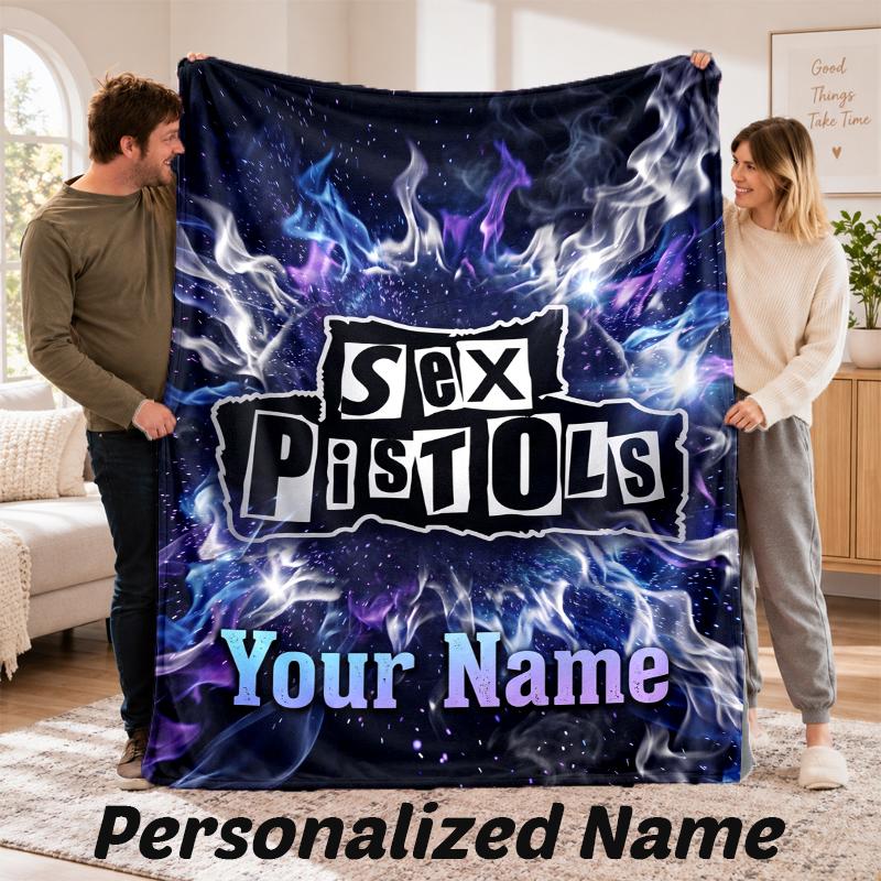 Sex Pistols Personalized Flannel Blanket Custom Name Text Soft Throw Blanket Home Decor