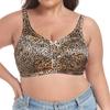 Printed Leopard Print Wire-free Full-cup Bra for Plus-size Girls Ultra-thin Cups No Padding