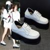 British style small leather shoes two wear women's spring 2025 new retro black and white lace-up loafers platform versatile tide