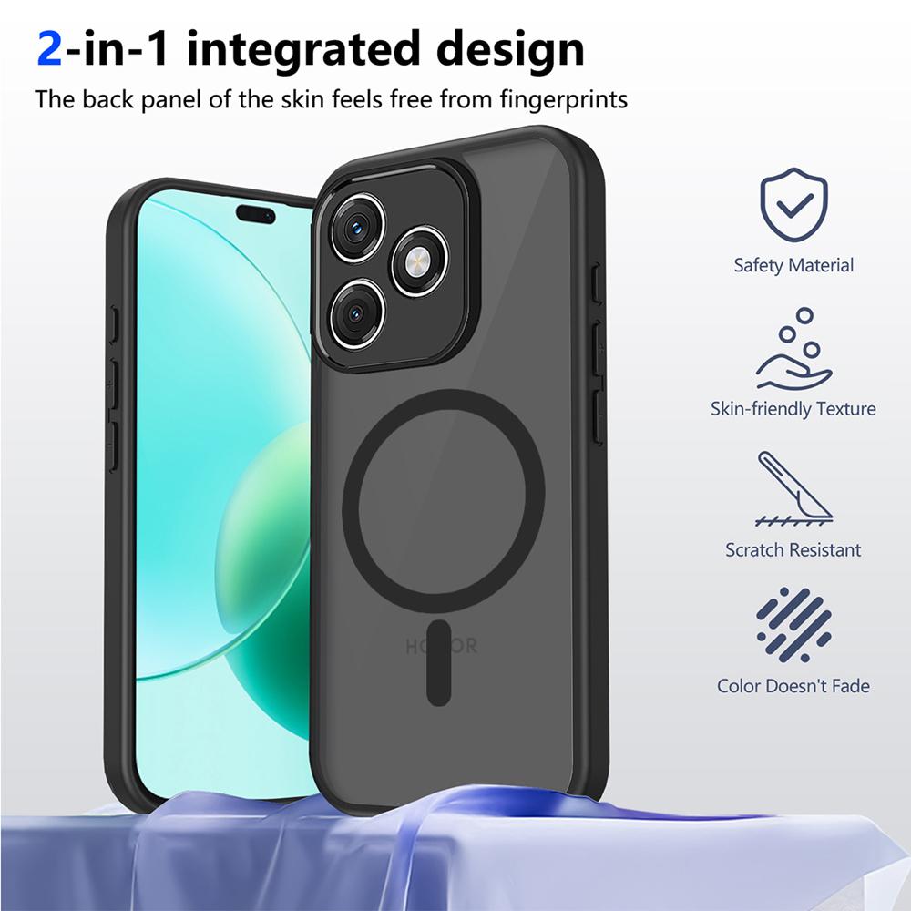 KEYSION Magnetic Phone Case for for HONOR X8d Silicone+PC Matte Translucent Clear Shockproof Back Cover for Huawei Honor X8D