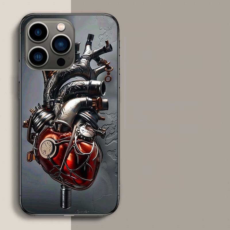 

Чехол для телефона в форме сердца с двигателем для iPhone 17 Air 15 Pro 14 Plus 16 Pro Max 12 13 Mini 11 16E X XS Cover Милые Fundas iPhone 12 Pro Max