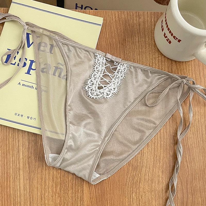 "French Style Women's Seamless Mesh Lace Panties, Breathable, Quick-Dry, Low Waist"