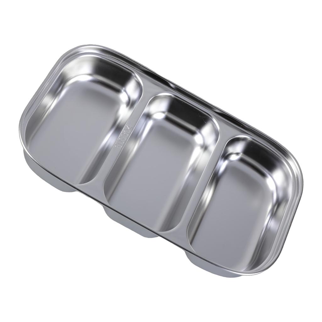 304 Stainless Steel Divided Plate with Multiple Sections Ideal for Family Meals School Lunches and Office Bento