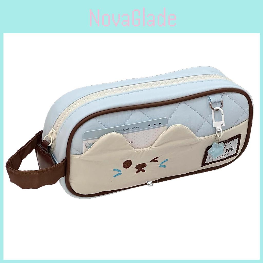 Pencil Case For Girls Large Capacity Style Cute Fabric Stationery Organizer For School
