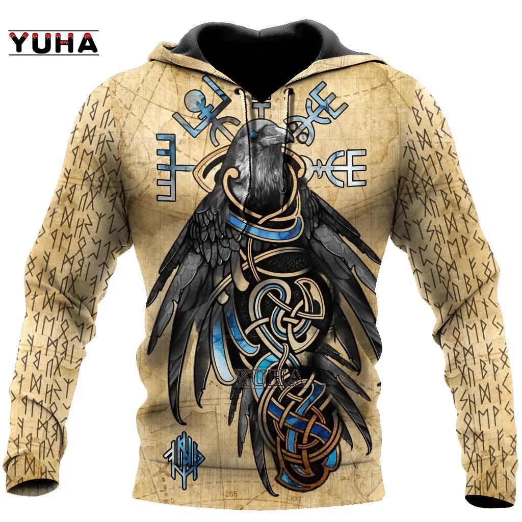 

Орел/Ворон Татуировка Vegvisir Красный 3D All Over Printed Мужская толстовка с капюшоном и свитшот унисекс на молнии Повседневные спортивные костюмы 4XL