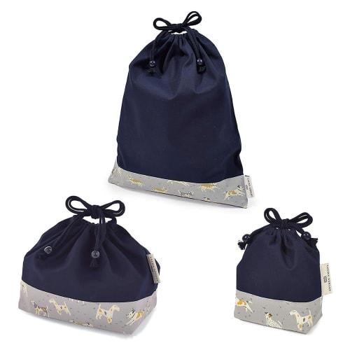 COLORFUL CANDY STYLE/LAURA ASHLEY Kindergarten/School Entrance Series 3-Piece Drawstring Bag Set (DOGS) - Gym Bag, Lunch Bag, School Lunch Bag - Perfe