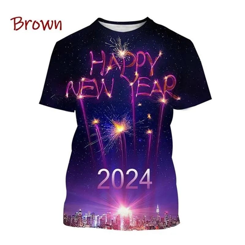 Happy New Year! Hot Selling Men And Women 3D Printed T-Shirt Short Sleeve Fashion Casual Christmas Art T-Shirt Unisex Tops Tees