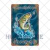 Fish Vintage Posters Sign Metal Plates Fisherman Fishing Solves Rules Classic Salmon Plaques Home Decoration Accessories 20X30CM