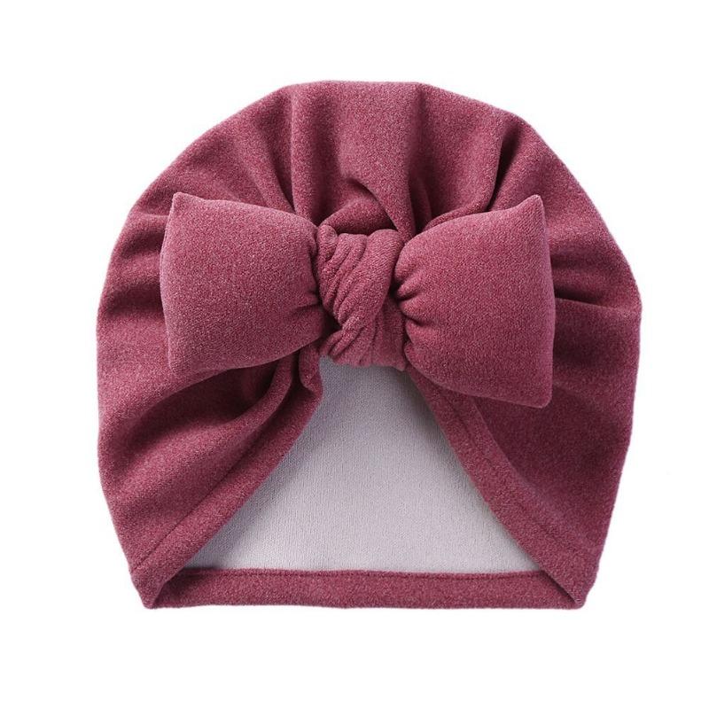 New Autumn and Winter Imitation Cashmere Baby Pullover Hat Filled with Cotton Bow Children's Hat Baby Fontanelle Tire Cap