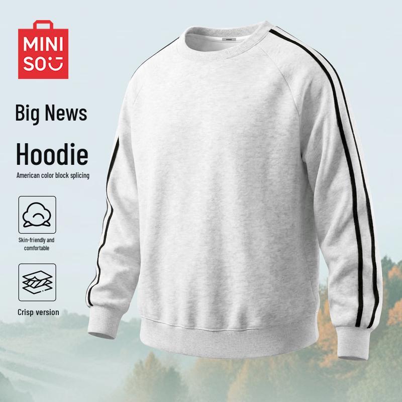 MINISO Men s Crewneck Striped Color-block Sweatshirt 3XL
