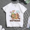 Capybaras Child Short Sleeve Tshirt Cute Cartoon Capibara Print Cotton Tops Girls Kawaii Summer Casual Tees Kids Birthday Gifts