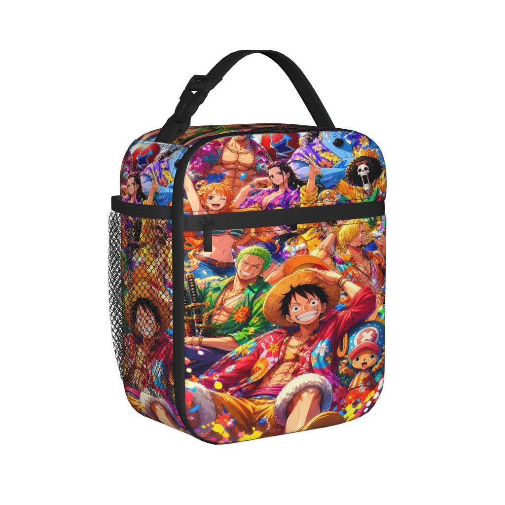 Lunch Bag Multicharacter Color Collage One Piece Office Lunch Box For Girls Vintage Portable Print Thermal Tote Handbags