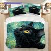 Black Cat Pattern Bedding Quilt Set Quilt Cover Pillowcase Home Decoration Birthday Gift (1 * duvet cover + 2 * pillowcase, without core)