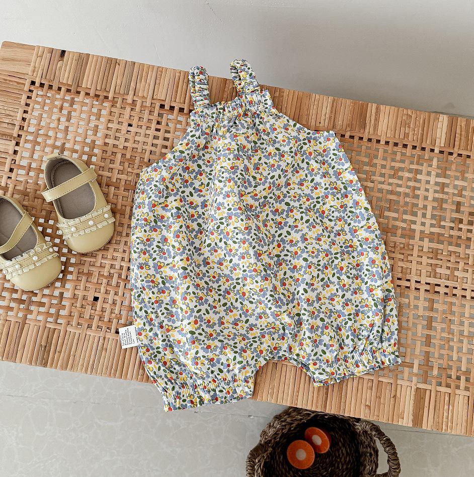 

Korean Summer Baby Girl Floral Romper - Thin Wrap-Around Bodysuit for Toddlers 66cm