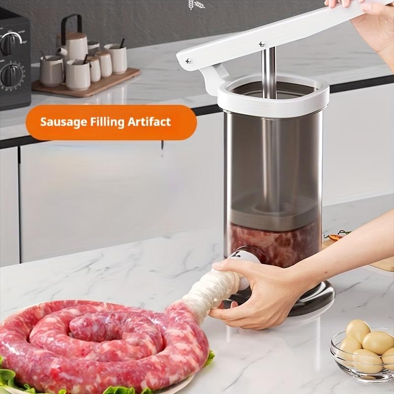Homemade Sausage Maker with Stuffing Pipe Manual Fast Meat Stuffer Filling Machine Large Capacity Heavy Duty Kitchen Tools