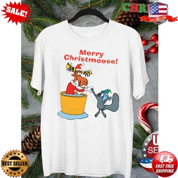 Rocky and Bullwinkle Tee Merry Christmas Retro Shirt Rocky and Bullwinkle Gifts XXL