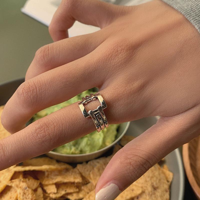 

Стильное серебряное кольцо 925 пробы прямоугольной формы, открытое, уникальный модный аксессуар для женщин