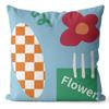 New Checkerboard Floral and Plant Printed Pillowcase, Peach Skin Velvet Digital Printed Home Pillow, Waist and Back Support