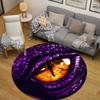 Whimsical Purple Reptile Dragon Eye Round Floor Mat, Deep Purple Dreamy Style, Perfect for Small Apartment Balcony and Terrace with Joy