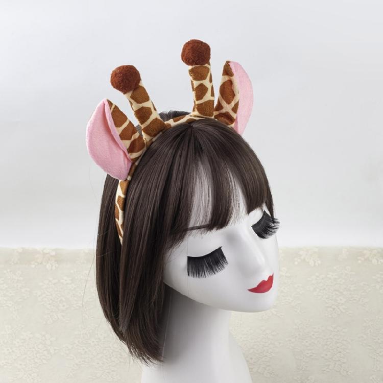 Giraffenhaarband, Halloween-Stirnband, niedliches Plüsch-Giraffenohren-Haarband, Kostümaccessoires, Tierkopfbedeckung, Make-up-Dekorationen