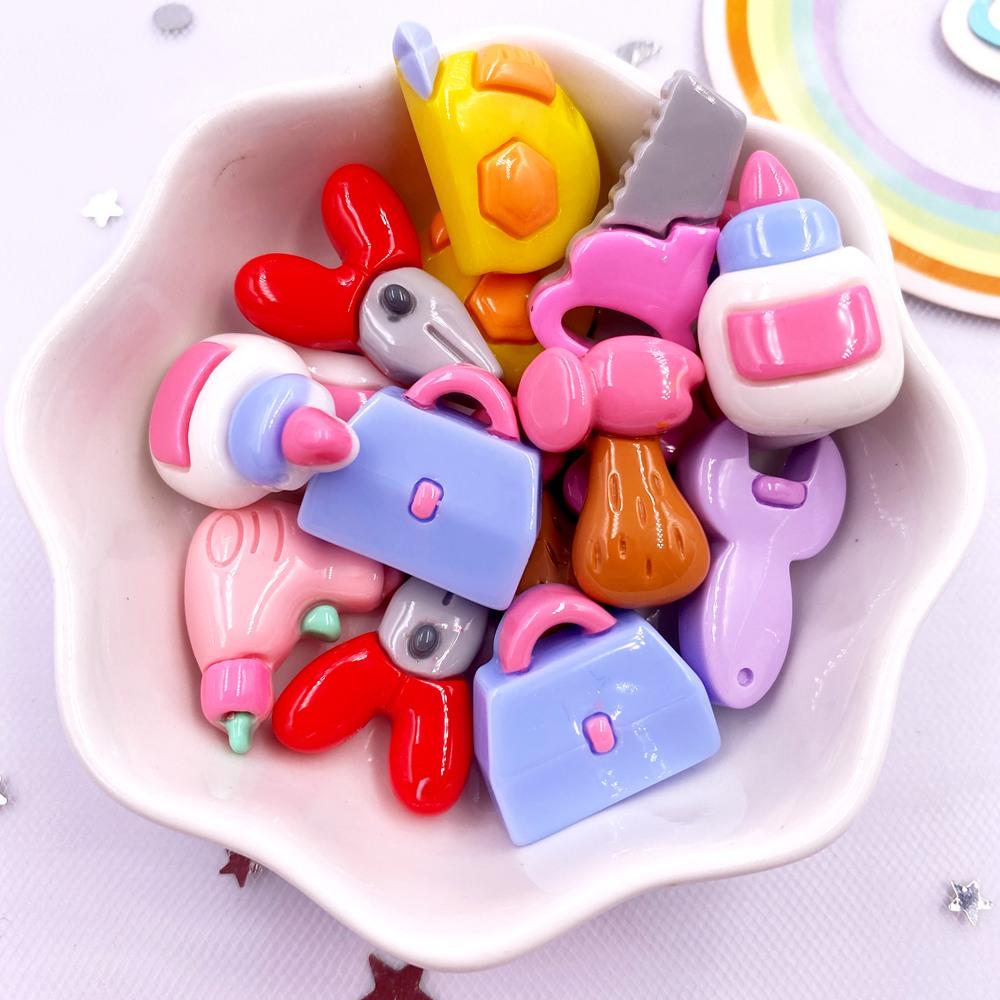 Resin Colorful 3D Pliers Hammers Wrenches Ruler Glue Flatback Cabochon Life Tools Figurines Scrapbook 10pcs DIY Home Decor Craft