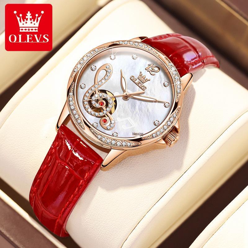 Olitis Women's Automatic Diamond Mechanical Watch with Musical Note Dial
