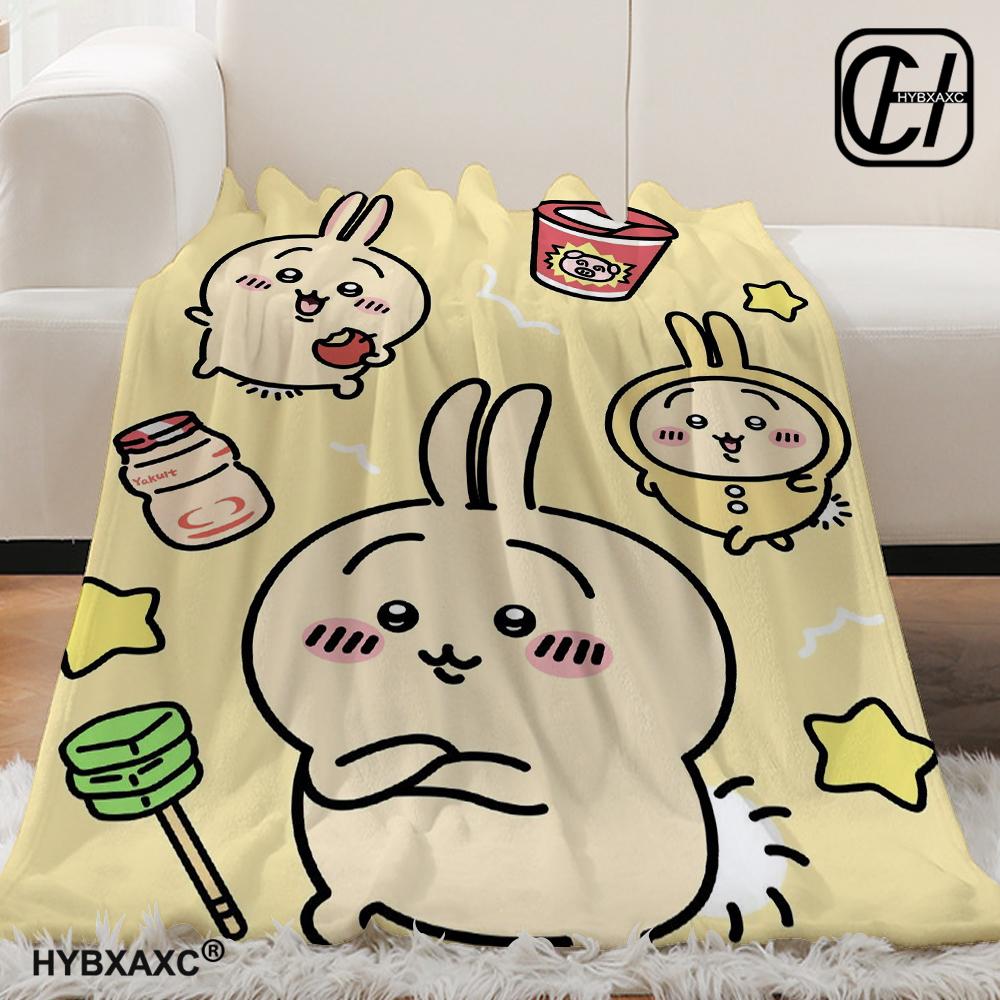 Kawaii Chiikawa Cartoon Soft Blanket, Used for Sofa, Bedroom, Travel, Camping, Livingroom, Office, Couch,Chair,Home,girl's Gift