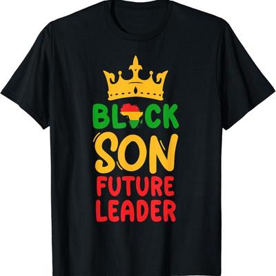 Black Son Future Leader History Afro African King Kids T Shirt