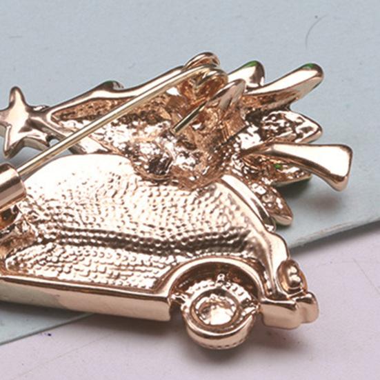 Car Shape Brooch Shining Rhinestones Inlaid Enamel Pin Vibrant Color Clothes Hat Shawl Badge