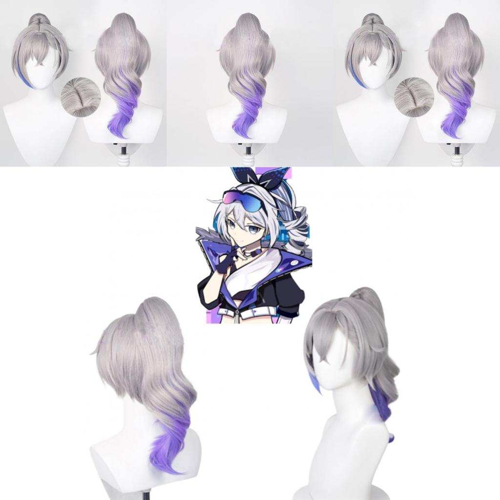 Silver Wolf Cosplay Wig Medium Length, Hand-woven With High-temperature Fiber