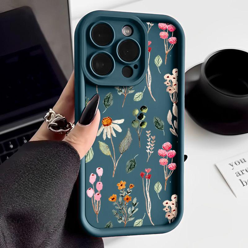 Colored Plants Soft TPU Case For iPhone 16e 15 16 Pro Max 14 Plus 13 12 11 Pro Max XR X XS 7 8 Shockproof Silicone Phone Cover