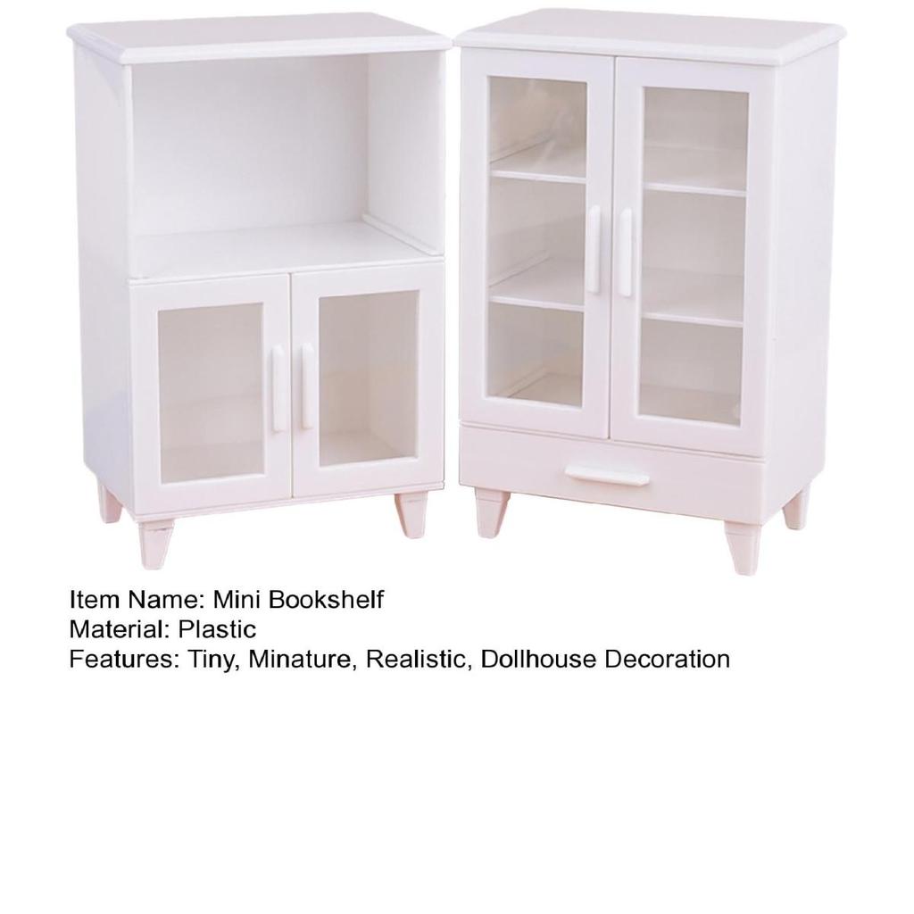 2Pcs/Set 1:12 1:6 Scale Miniature Dollhouse Bookcase Cabinet Set Mini Dollhouse Display Shelf Model Tiny Floor Storage Bookshelf Furniture Accessories