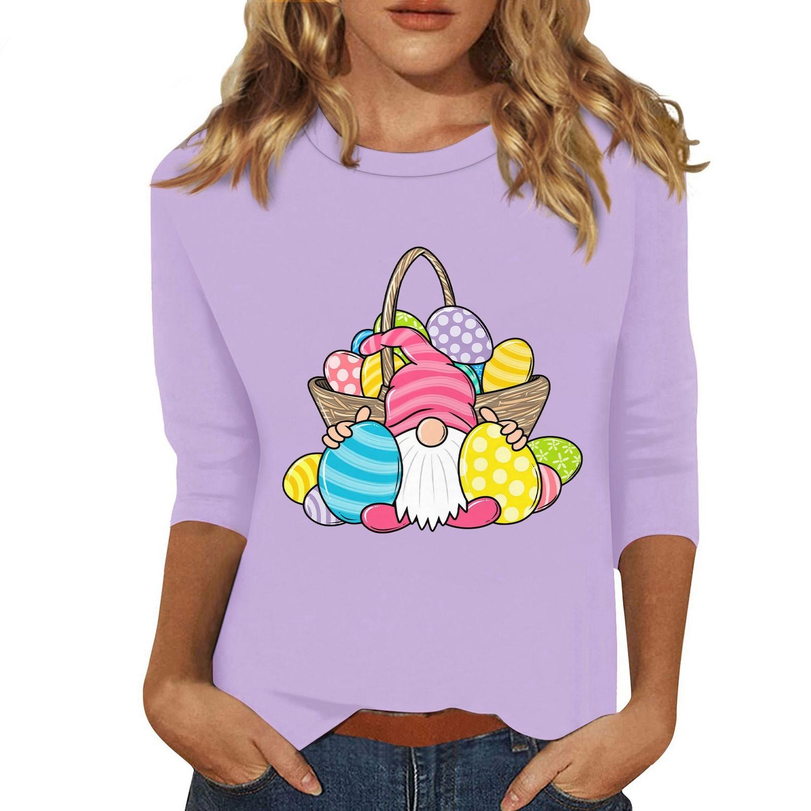 

Женская мода повседневная три четверти рукава с принтом пайеток круглый вырез топ XXL бежевый