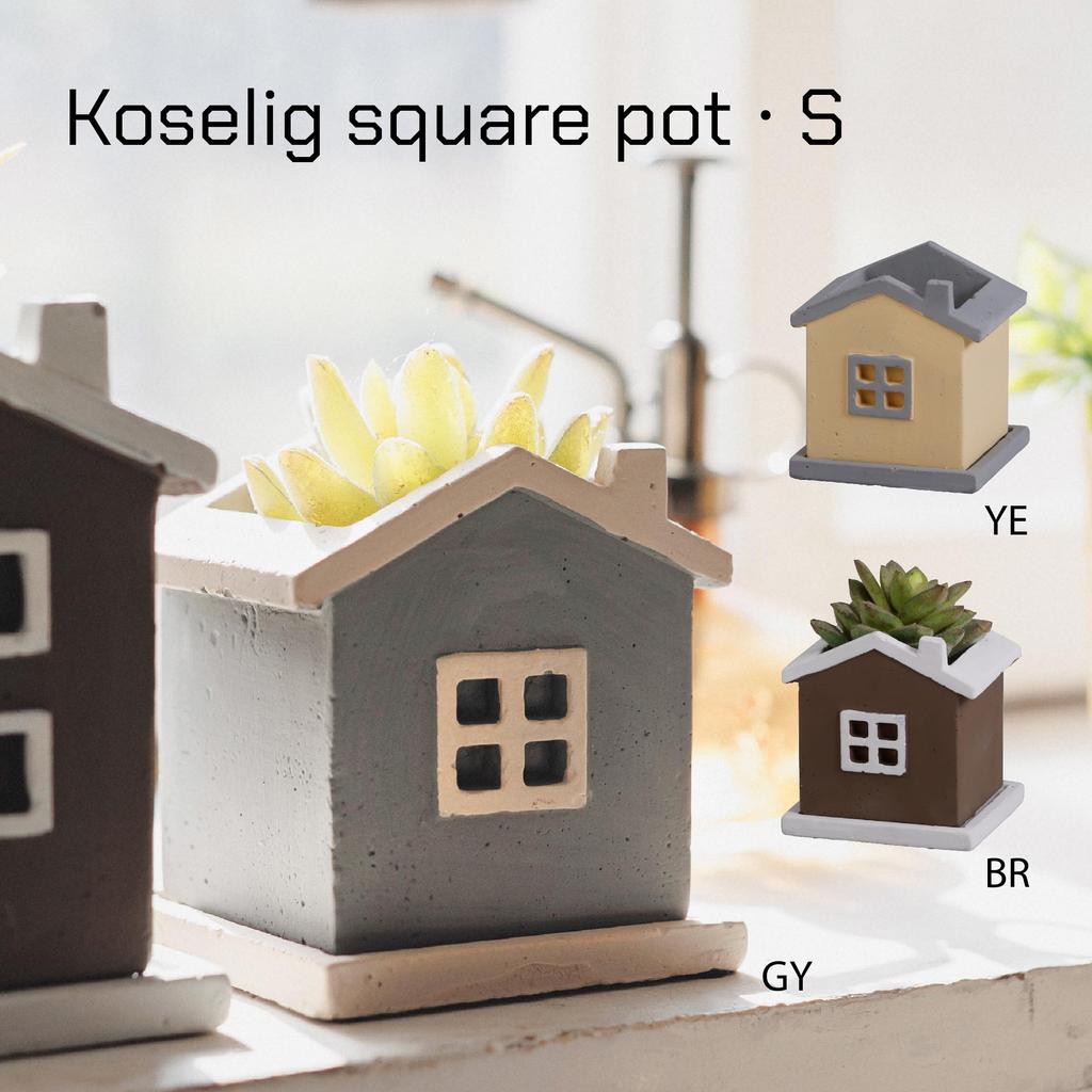 Abite Coty Square Pot, Small, W9 x D7.5 x H8.5cm (excluding saucer), JK-201-GY