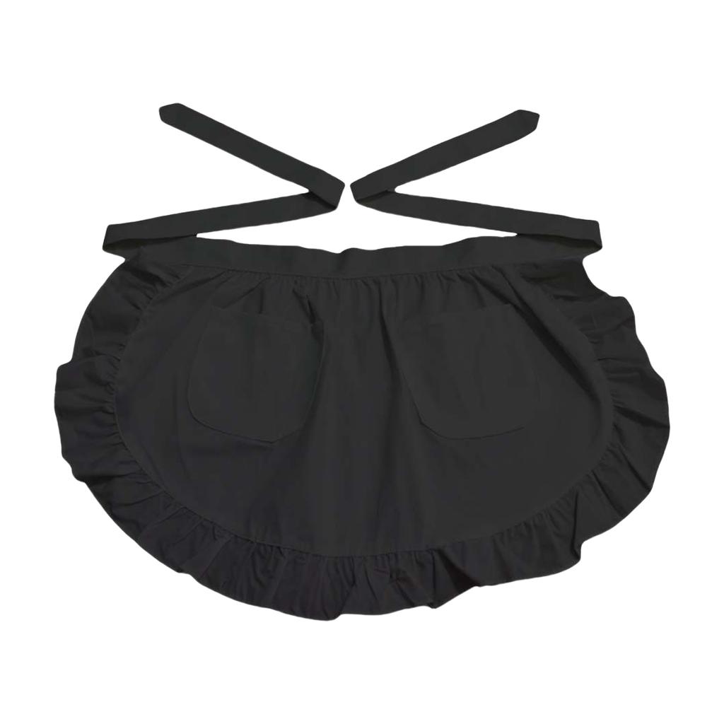 Grembiule da vita vintage da donna con tasche, design arricciato e fronzuto, costume da cameriera e cameriera, mezzo grembiule per cucina e pasticceria